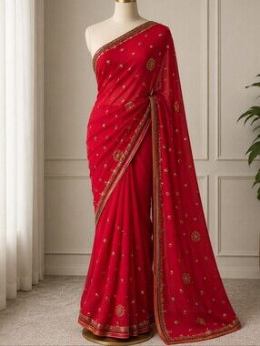 🌟 "Ready in Style – Georgette Saree"